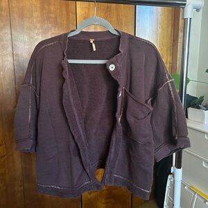 Free People Plum Open-Front Blazer